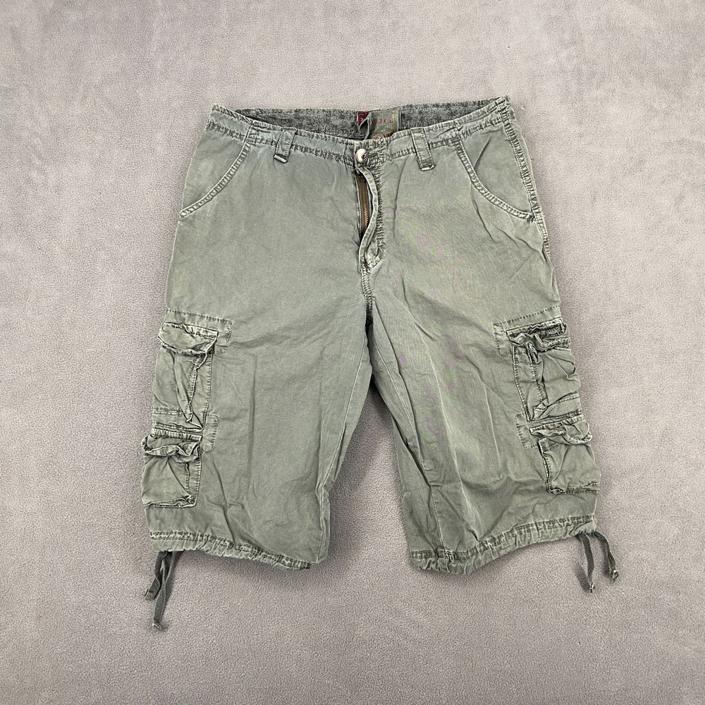 Y2K F.U.S.A.I. jeans by Focus USA Cargo Shorts Sz 30 Olive Green‎ Hiking Camping